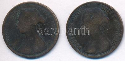 Nagy-Britannia 1876H 1/2p Br + 1881. 1/2p Br "Viktória" T:3 Great Britain 1876H 1/2 Penny Br + 1881. 1/2 Penny Br "Victoria" C:F