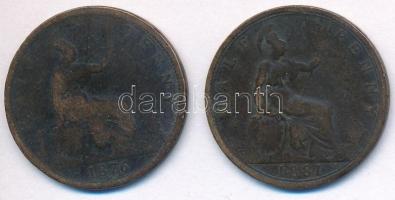 Nagy-Britannia 1876H 1/2p Br + 1881. 1/2p Br "Viktória" T:3
Great Britain 1876H 1/2 Penny...