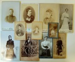 cca 1870-1890 11 db nőket ábrázoló keményhátú fotó