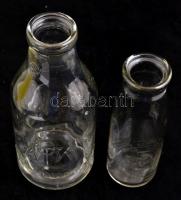 cca 1940 2 db régi tejesüveg, Országos Magyar Tejszövetkezetei Központ, Budapest Szfőv. Anya és Kisd...