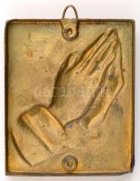 Jelzés nélkül: Albrecht Dürer  imádkozó kéz, rezezett fém falikép, 10×9 cm