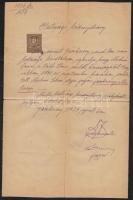 1914-1947 Vegyes okmány tétel (segédlevél, bizonyítvány, némelyiken illetékbélyegekkel, közte vasúti...