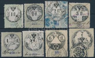 Ausztria 1870 Illetékbélyeg sor 1 hiánnyal, 27 db 3 stecklapon