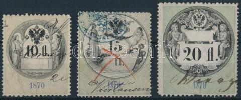Ausztria 1870 Illetékbélyeg sor 1 hiánnyal, 27 db 3 stecklapon