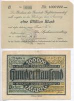 Németország / Weimari Köztársaság / Grosshartmansdorf 1923. 1.000.000M + Düsseldorf 1923. 100.000M +...