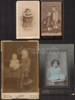 cca 1870-1900 Vegyes gyerekfotók, 10 db, keményhátú fotók, Schmidt Ede (Budapest) 3 db, Borsy Béla (...