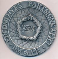 ~1970-1980. Eredményes pártmunkáért BM PB - MSZMP ezüstözött fém plakett dísztokban (90mm) T:1,1-