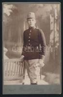 cca 1900-1905 Vegyes katonafotók, 2 db, keményhátú fotók, Riskó J (Kispest), Róna és Dajkovits (Bp.)...