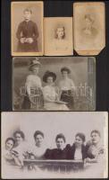 cca 1870-1930 Vegyes női portré tétel, 17 db, keményhátú fotók, Pete Gyula, (Székesfehérvár), Satrál...