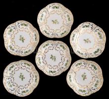 Hollóházi Erika mintás porcelán nagy ét készlet kiegészítőkkel matricás, jelzett, hibátlan, összesen...