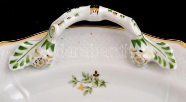 Hollóházi Erika mintás porcelán nagy ét készlet kiegészítőkkel matricás, jelzett, hibátlan, összesen...