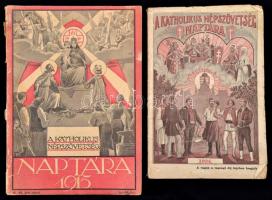 1915-1924 A Katholikus Népszövetség Naptára, 2 db, 9. és 18. évf.