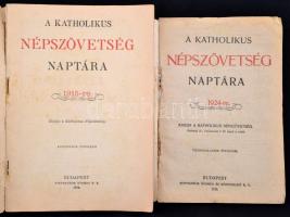 1915-1924 A Katholikus Népszövetség Naptára, 2 db, 9. és 18. évf