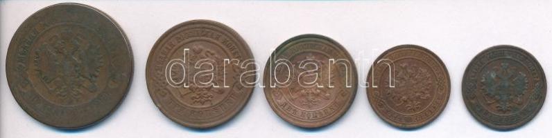 Orosz Birodalom 1872. 5k Cu + 1903. 1k Cu + 1914. 2k Cu + 1916. 1k Cu + 3k Cu T:1-,2,3
Russian Empi...