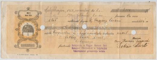 Salgótarján 1929-1930. 5db kitöltött váltó, mindegyik bélyegekkel és bélyegzéssel valamint lyukasztá...