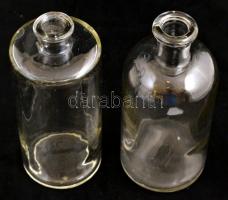 2 db régi henger alakú üveg, hibátlanok, m: 18,5 cm