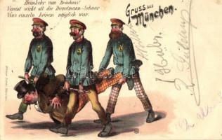 1897 (Vorläufer!) Gruss aus München! Heimkehr vom Bräuhaus / beer humour, drunk express. Ottmar Zieher litho (EK)