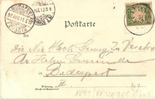 1897 (Vorläufer!) Gruss aus München! Heimkehr vom Bräuhaus / beer humour, drunk express. Ottmar Zieh...