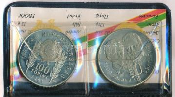 1981. 100Ft Cu-Ni + 5L Cu-Ni "Bulgária 1300 éves" magyar-bolgár közös kiadás, eredeti tokb...