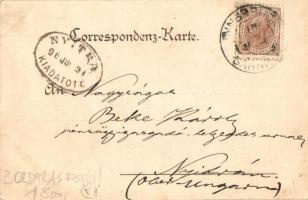 1896 (Vorläufer!!!) Gruss aus den Bergen! Die Sennerin in blauen Hosen, Duftet nicht wie Alpenrosen ...