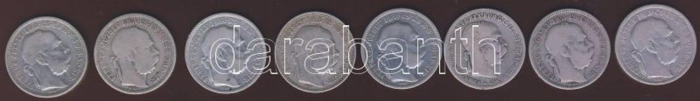 1893-94. 1K Ag (7x) T:2/3,3 + Ausztria 1893. 1K Ag T:2-/3