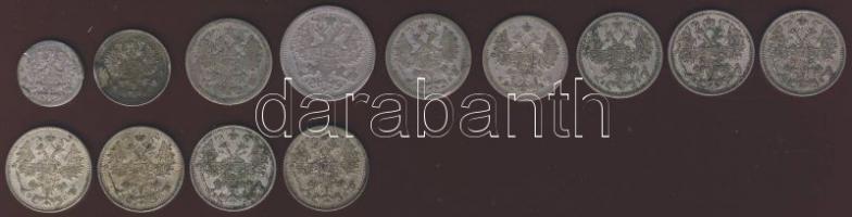 Oroszország kis Ag tétel 1905. 5k Ag T:3 + 1917. 10k T:4 + 1902-13. 15k (10x) 9klf évszámmal T:2/3,3...