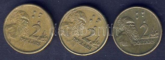 Ausztrália 1988-1996. 2$ 3db klf évszámmal T:2 + Dél-Afrika 1989. 1R T:2-