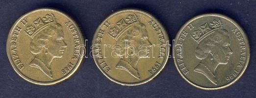 Ausztrália 1988-1996. 2$ 3db klf évszámmal T:2 + Dél-Afrika 1989. 1R T:2-