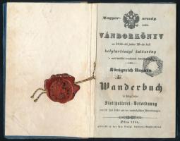 1854 Felsőőri járásból származó iparoslegény vándorkönyve bejegyzésekkel, jó állapotban / Wander boo...