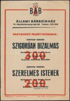 cca 1950-1958 Állami Bábszínház 3 db villamos plakátja, Pátria-ny., Terv Nyomda, Plakát és Címke Nyo...