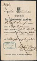 1868 Ideiglenes fegyverjogosultsági igazolvány birtokos részére 1Fl okmánybélyeggel / 1868 Waffen Pass- Gun licence