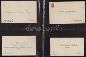 cca 1930 4 db klf vitézi névjegykártya, rajtuk a vitézi jelvény képével