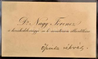 cca 1930 8 db klf névjegykártya, államtitkárok, rendőrök, csendőrök