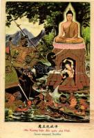 9 db régi motívumlap Buddha életéről / 9 pre-1945 motive cards about the life of Buddha (non PC)
