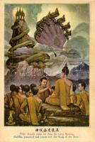 9 db régi motívumlap Buddha életéről / 9 pre-1945 motive cards about the life of Buddha (non PC)