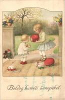 6 db régi szignált motívumlap, közte Pauli Ebner, Margret Boriss, Kränzle. vegyes minőség / 6 pre-19...