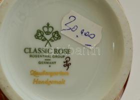 Rosenthal virágmintás váza, kézzel festett, jelzett, hibátlan, m: 21 cm