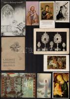 Vegyes, vallással kapcsolatos nyomtatvány tétel, kb. 100 db, régi és modern szentképek, képeslapok, ...