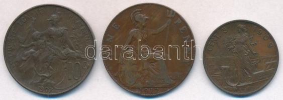 Vegyes: Franciaország 1907. 10c Br + Nagy-Britannia 1912. 1p Br "V. György" + Olaszország ...