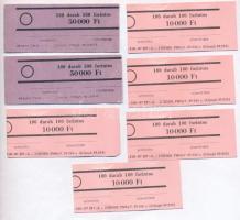 ~1988-1989. Bankjegy kötegelők 100Ft-os (5x) és 500Ft-os (2x) bankjegyekhez