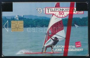 1991 Használatlan Balaton surf telefonkártya, bontatlan csomagolásban