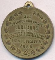 Ausztria 1888. "A Császári és Királyi Praterben tartott Jubileumi Kereskedelmi Kiállítás Emlékére 1888" aranyozott Br medál füllel (34mm) T:2 kis patina Austria 1888. "ZUR ERINNERUNG AN DIE JUBILAUMS GEWERBE AUSSTELLUNG IM K.K. PRATER 1888" gold plated Br medallion with ear (34mm) C:XF small patina