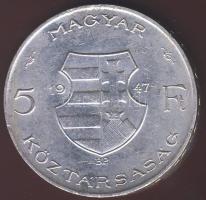 1947. 5Ft Ag "Kossuth" T:1