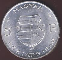 1947. 5Ft Ag "Kossuth" T:1