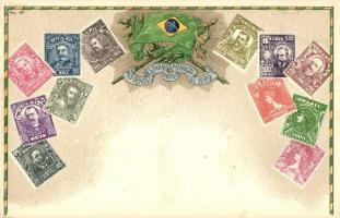 Brasilien / Bazilian set of stamps. Flags. No. 67. Emb. litho
