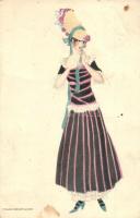 Art Nouveau lady. B.K.W.I. 188-6. s: Mela Koehler (tiny tear)