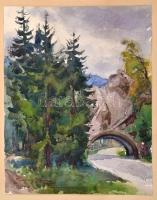 Csiky András (1894-1971): Szinva völgye. Akvarell, papír, jelzett, paszpartuban, 30×23 cm