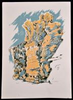 Szilárd Klára (1921-): Hegyoldal. Színes szitanyomat, papír, jelzett, 53×38 cm