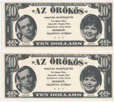 ~1969. "Az örökös" magyar filmvígjáték reklám fantázia bankjegye (5x) T:I,I-
