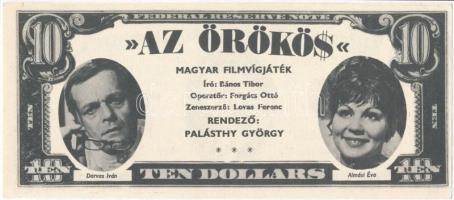 ~1969. "Az örökös" magyar filmvígjáték reklám fantázia bankjegye (5x) T:I,I-